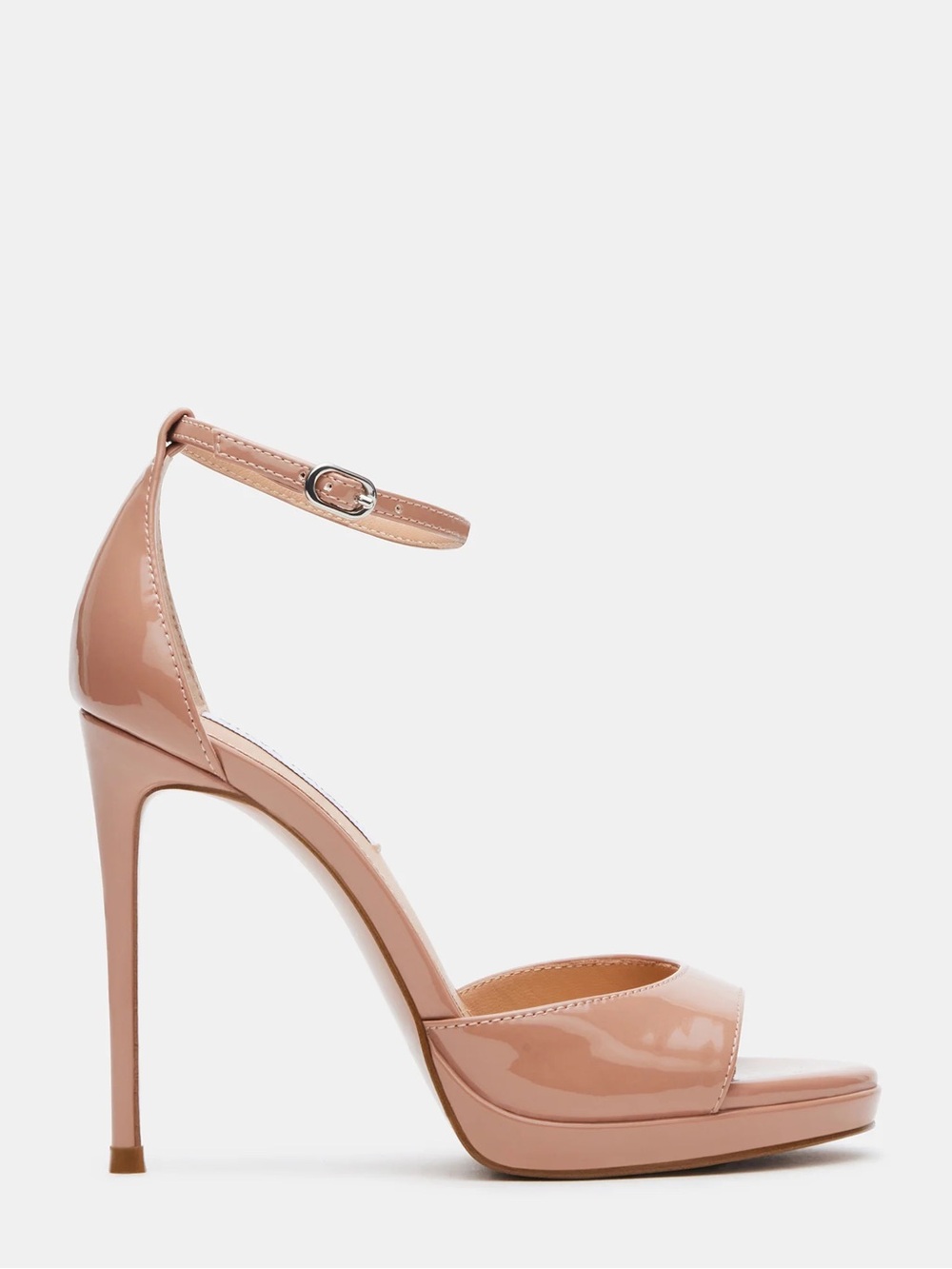 Nude Patent Ankle-Strap Stiletto Sandals